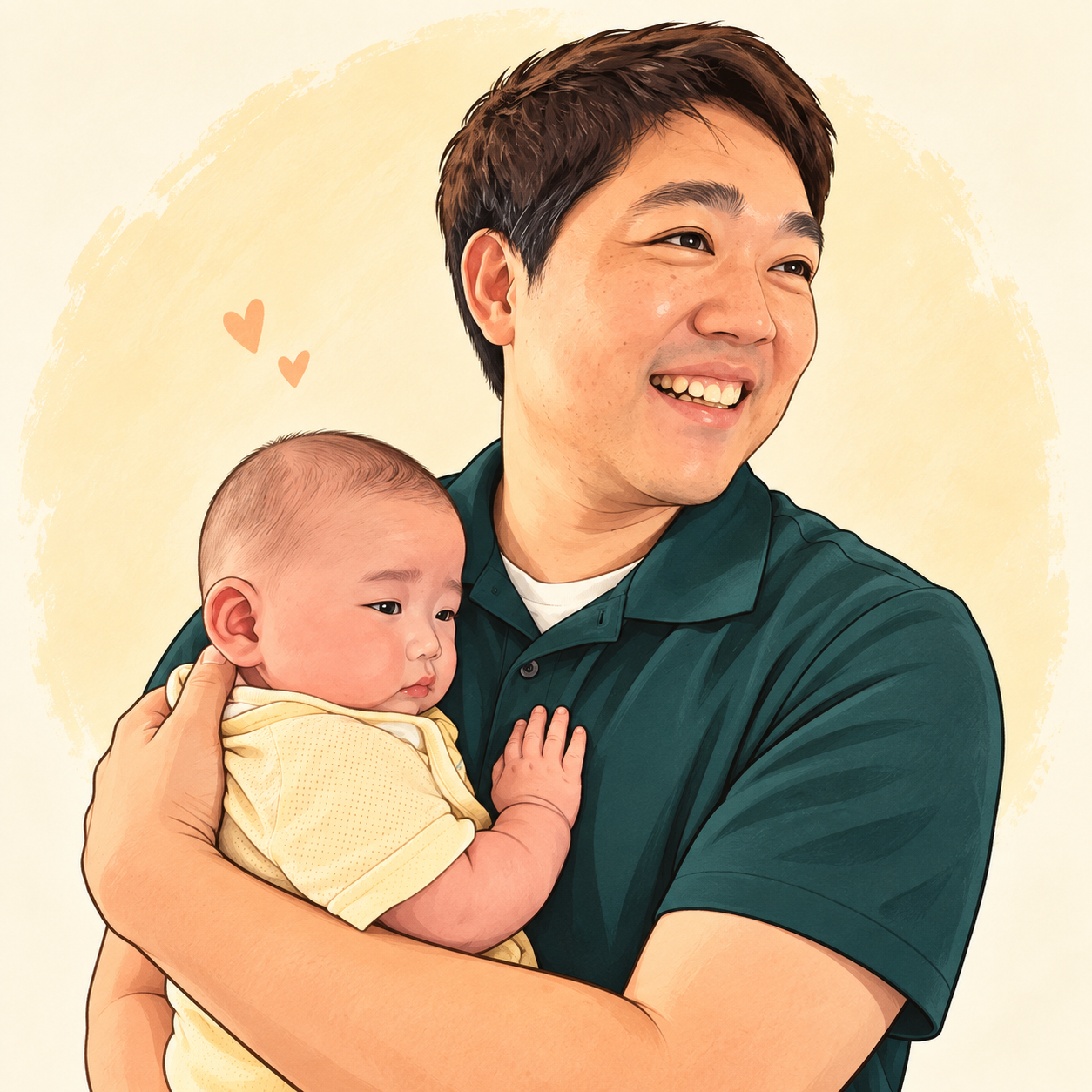 아기를 안고 웃는 PPAK_DEL의 만화풍 프로필 사진